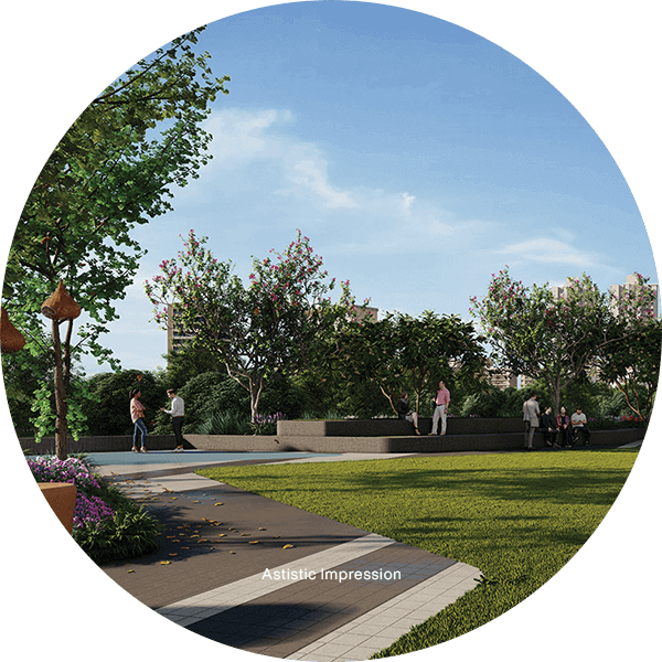 Landscaped gardens at 24K Altura properties in Baner Pune